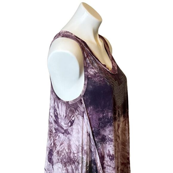 Vocal purple tie dye tank top with rhinestones size S - Picture 6 of 16